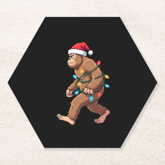 Bigfoot Weihnachtsmann Weihnachtsbaum Lichter Xmas Untersetzer (Vorderseite)