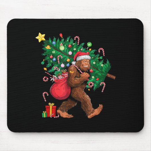 Bigfoot Weihnachtsmann Wundervoller Weihnachtsbaum Mousepad (Vorne)