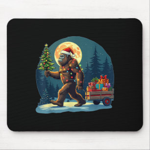 Bigfoot Weihnachtsmannmütze Weihnachtsbaum Lichter Mousepad
