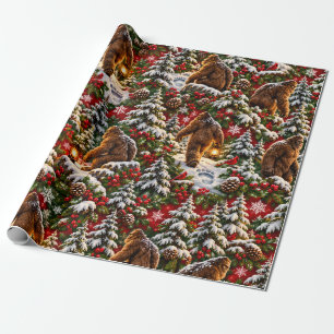 Bigfoot-Weihnachtswald-Geschenkpapier Geschenkpapier