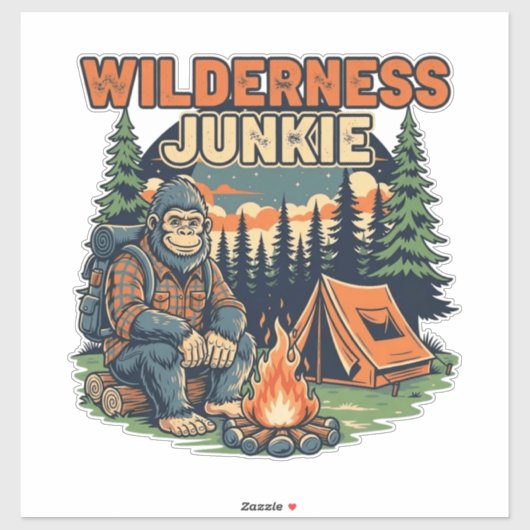 Bigfoot Wildness Junkie Retro-Design Aufkleber (Blatt)