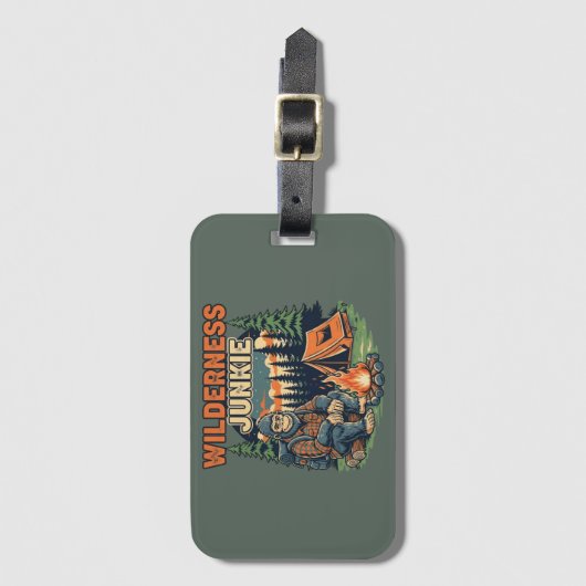 Bigfoot Wildness Junkie Retro-Design Gepäckanhänger (Vorderseite Vertikal)