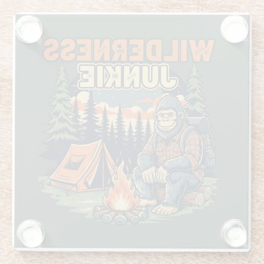 Bigfoot Wildness Junkie Retro-Design Glasuntersetzer (Rückseite)