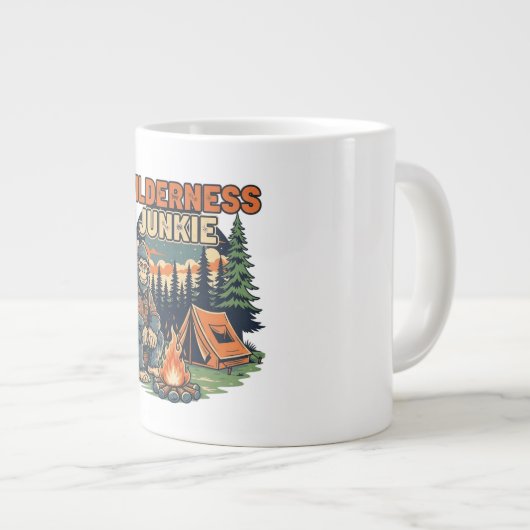 Bigfoot Wildness Junkie Retro-Design Jumbo-Tasse (Vorderseite Rechts)