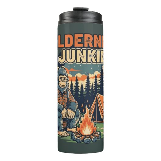 Bigfoot Wildness Junkie Retro-Design Thermosbecher (Vorderseite)
