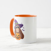 Bigfoot Witch with Pumpkin Halloween Tasse (Vorderseite Links)