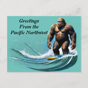 Bigfoot Yeti Grüße aus dem Pazifischen Nordwesten Postkarte