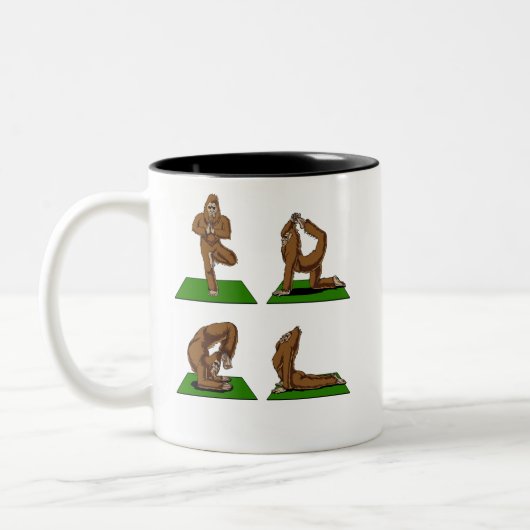 Bigfoot Zen Yoga Posen Funny Fantasy Zweifarbige Tasse (Links)