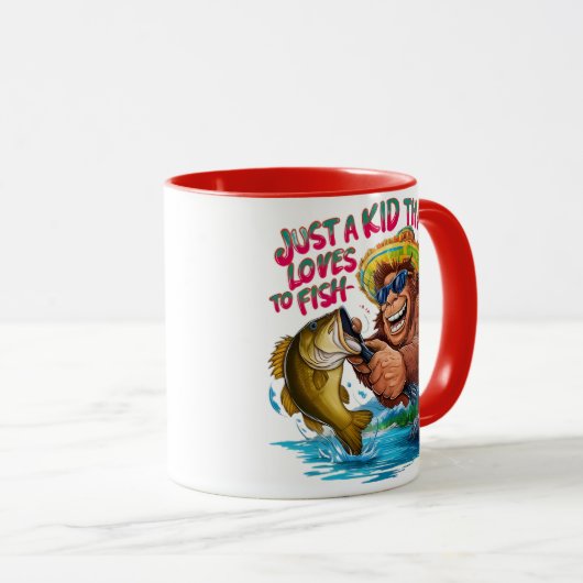 Bigfoots Nur ein Kind, das Lieben zum Fischen hat Tasse (VorderseiteRechts)