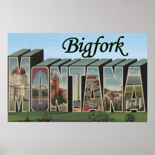 Bigfork, Montana - Große Briefmarkenszenen Poster (Vorne)
