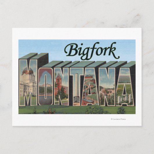 Bigfork, Montana - Große Briefmarkenszenen Postkarte (Vorderseite)