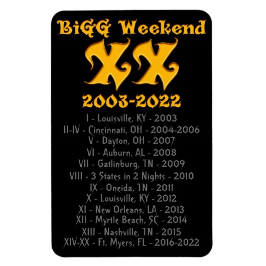 BiGG Weekend XX History Magnet (Vertikal)