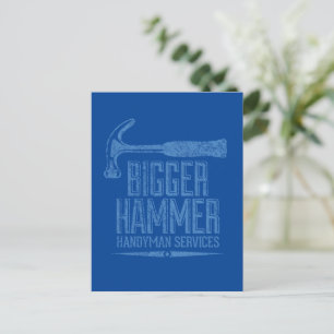 Bigger Hammer Handyman Services Blue BG Vertikal Postkarte