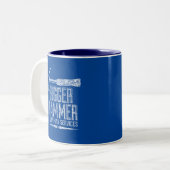 Bigger Hammer Handyman Services White Gfx Blue BG Zweifarbige Tasse (Vorderseite Links)