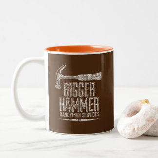 Bigger Hammer Handyman Services White Gfx Brown BG Zweifarbige Tasse