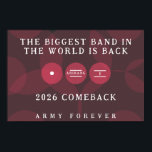 Biggest Band in the World Is Back ARIRANG Comeback Poster<br><div class="desc">Make a bold statement with this striking comeback poster featuring the phrase “Biggest Band in the World Is Back – ARIRANG.” Designed with a dramatic black background and a bold reddish-pink circle inspired graphic, this sticker captures the energy and excitement of a legendary music return. Perfect for concert freebies or...</div>