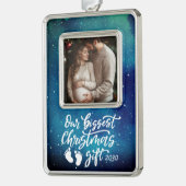 Biggest Christmas Gift | Pregnancy Photo Rahmen-Ornament Silber (Links)