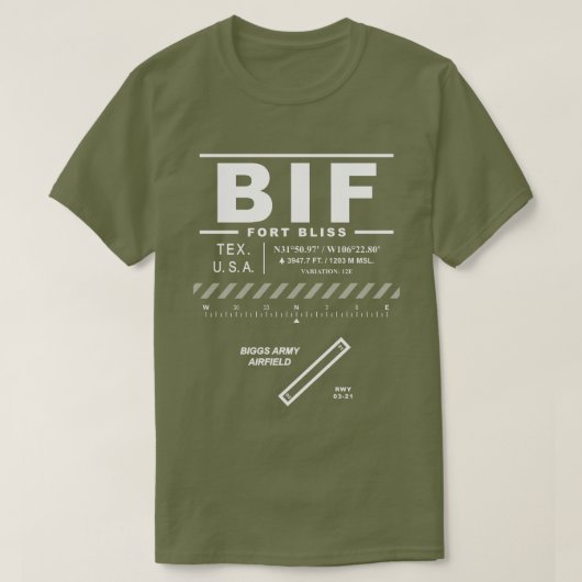 Biggs Army Airfield Fort Bliss BIF T - Shirt (Design vorne)