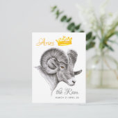 Bighoram mit Crown Aries Zodiac Tierart Postkarte (Stehend Vorderseite)