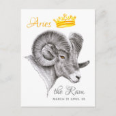 Bighoram mit Crown Aries Zodiac Tierart Postkarte (Vorderseite)