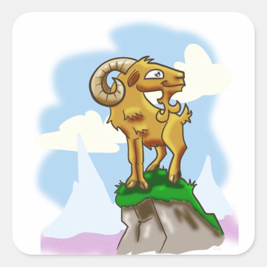 Bighorn Ram Quadratischer Aufkleber (Vorderseite)