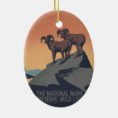 Bighorn Sheep American West Wildlife Keramik Ornament (Hinten)