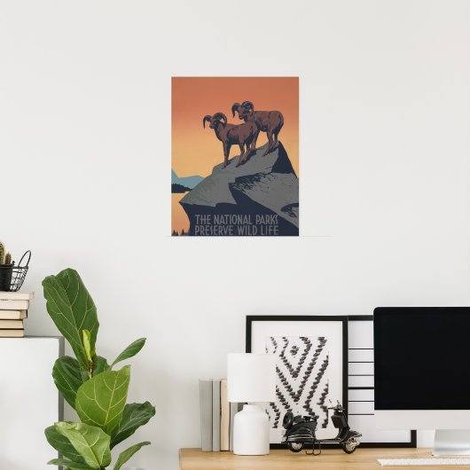 Bighorn Sheep American West Wildlife Poster (Heimbüro)
