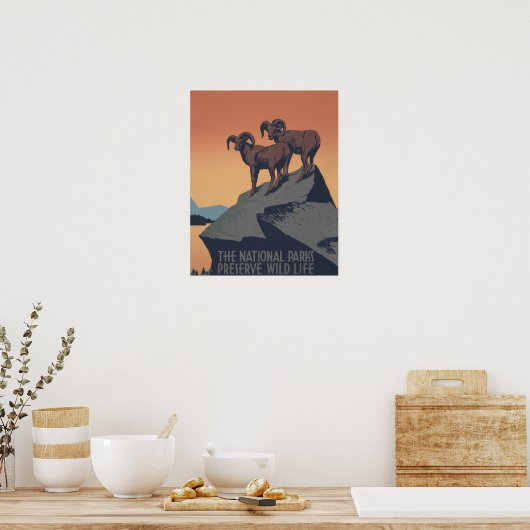 Bighorn Sheep American West Wildlife Poster (Küche)