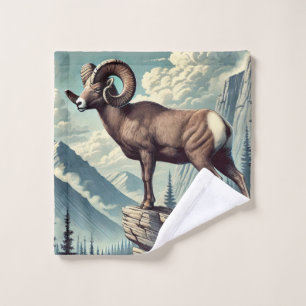 Bighorn Sheep auf einem Felsvorsprung Badhandtuch Set