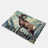 Bighorn Sheep auf einem Felsvorsprung Fußmatte (Schrägansicht)