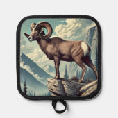 Bighorn Sheep auf einem Felsvorsprung Topflappen (Vorderseite)