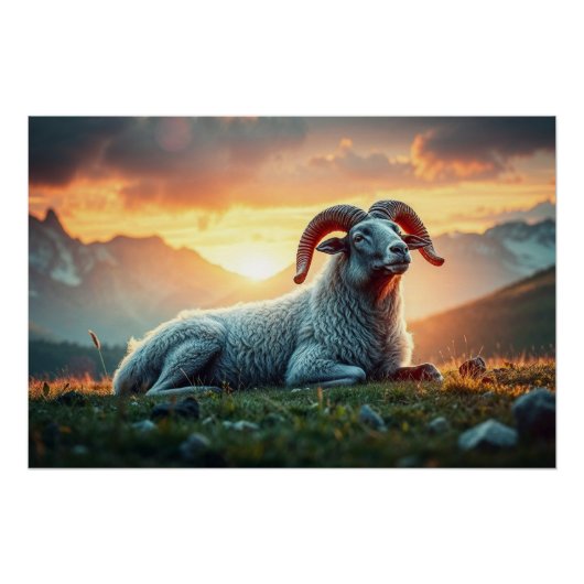 Bighorn Sheep bei Sonnenaufgang Poster (Vorderseite)