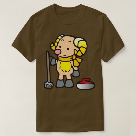 Bighorn Sheep Playing Curling Classic TShirt (Design vorne)