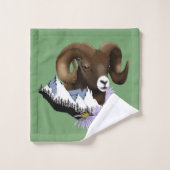 Bighorn Sheep Ram Green Mountains Badhandtuch Set (Waschlappen)