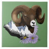 Bighorn Sheep Ram Green Mountains Fliese (Vorderseite)