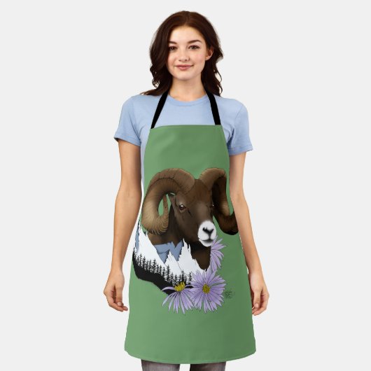 Bighorn Sheep Ram Green Mountains Schürze (Getragen)