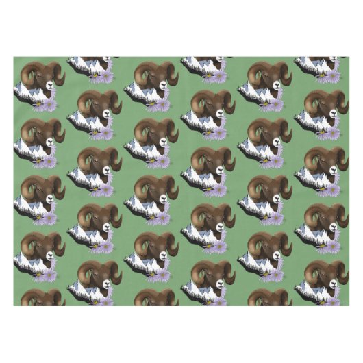 Bighorn Sheep Ram Green Mountains Tischdecke (Vorderseite (Horizontal))