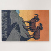 Bighorn Sheep Sunset Poster Jigsaw Puzzle (Horizontal)