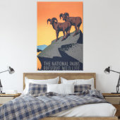 Bighorn Sheep Sunset Poster Leinwanddruck (Insitu (Schlafzimmer))