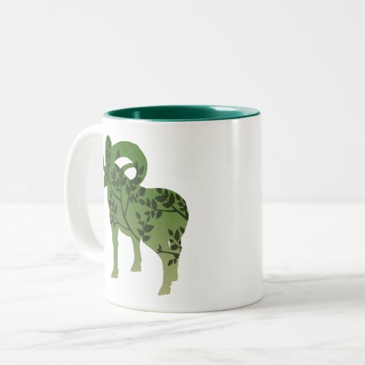 Bighorn Sheep Tree Zweifarbige Tasse (Vorderseite Links)