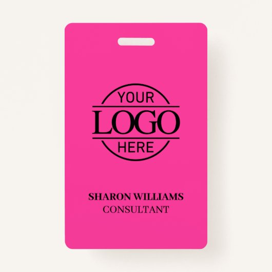 Bight Pink Employee ID with Custom Business Logo Ausweis (Vorderseite)