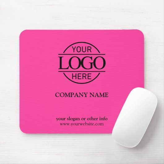 Bight Pink Modern Custom Company Business Logo Mousepad (Mit Mouse)