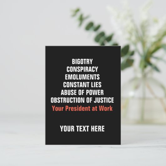 Bigotry Collusion Emoluments Behinderung Postkarte (Stehend Vorderseite)