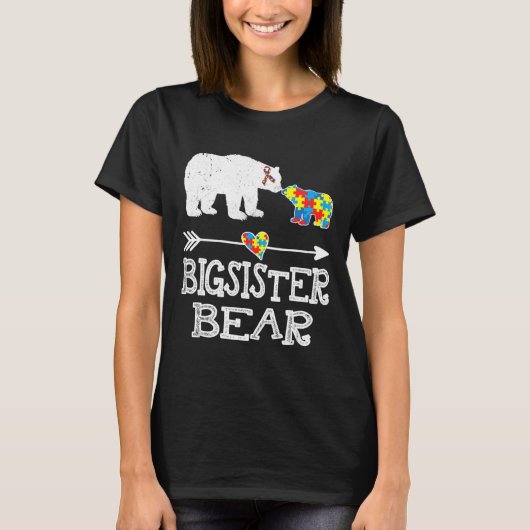 Bigsister Bear Autismus Sensibilisierungsmonat Aut T-Shirt (Vorderseite)