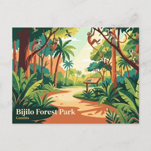 Bijilo Forest Park (Affenpark) Gambia Postkarte (Vorderseite)