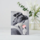 Bijin mit Blume-Postkartenwiedergabe Postkarte (Stehend Vorderseite)