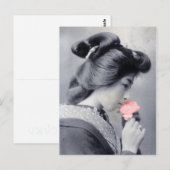 Bijin mit Blume-Postkartenwiedergabe Postkarte (Vorne/Hinten)