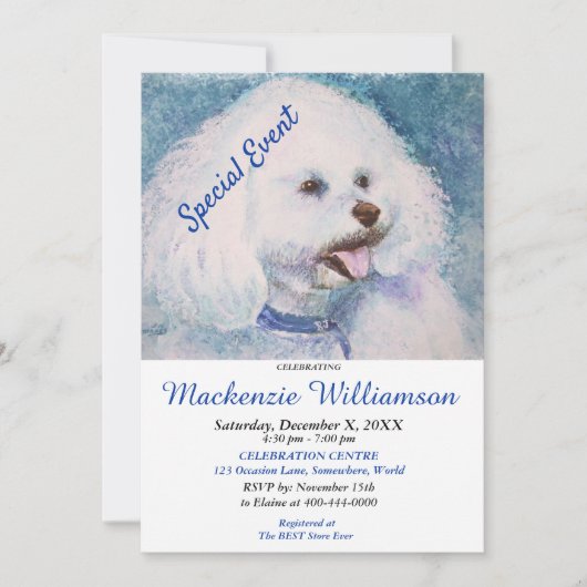 BIJON FRISE PUPPY WISHES HAPPY BIRTHDAY EINLADUNG (Vorderseite)