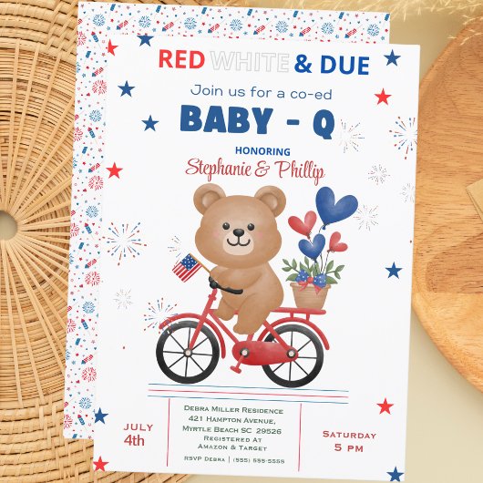 Bike am 4. Juli Babydusche Einladung