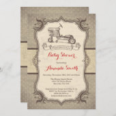 Bike Baby Dusche Einladung Vintag Retro (Vorne/Hinten)